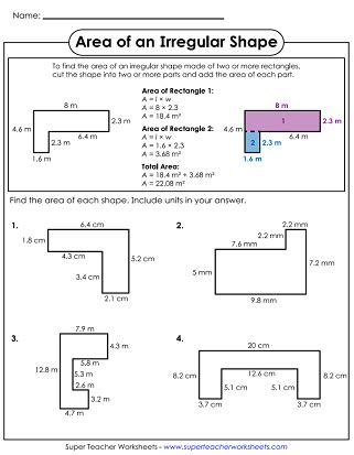 area of irregular shapes worksheet free